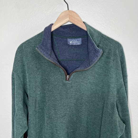 Cremieux Mens Green Retro Elbow patch 1/4 Zip Pullover Sweater XL - Picture 4 of 10